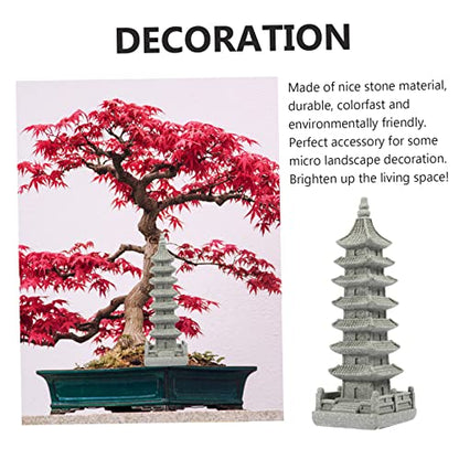 Toddmomy Zen Style Stone Pagoda Ornament for Garden Decoration Detailed Bonsai Craft Sculpture for Micro Landscape Rustic and Modern Home Accent Stone Adornment