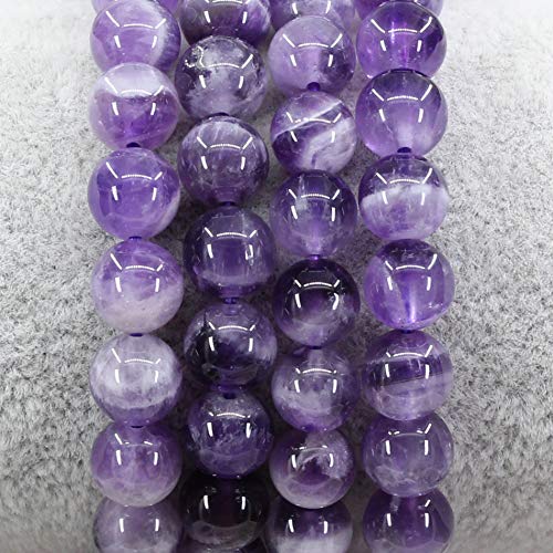 Keleny Gem Semi Precious Gemstones 8mm Natural Quartzite Stone Round Beads Crystal Stretch Bracelet 7 Inch Unisex - color: Purple