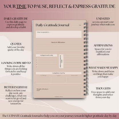 Gratitude & Mindfulness Journal - 90 Day Template, Self Care Planner, Positivity Diary, Daily Gratitude Jar, Wellness, Manifestation | A5 (Lux)