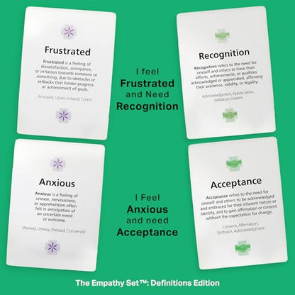 Definitions Edition – 112 Feelings and Needs Flash Cards for Emotional Literacy & Relational Harmony, User-Friendly Emotional Literacy Cards with Definitions & Four Synonyms - style: Definitions Edition