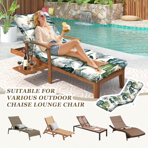 Outdoor Chaise Lounge Chair Cushion 75.1 x 23.6 x 4.7in, Waterproof Replacement Cotton Patio Thickened Pool Lounge Chair Cushion with Ties for Patio Outdoor Furniture,Hawaiian Flower - color: Hawaiian Flower