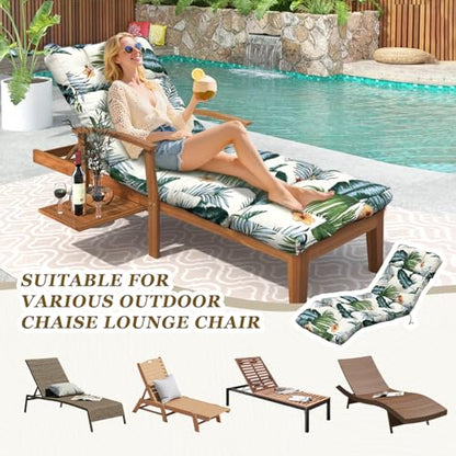 Outdoor Chaise Lounge Chair Cushion 75.1 x 23.6 x 4.7in, Waterproof Replacement Cotton Patio Thickened Pool Lounge Chair Cushion with Ties for Patio Outdoor Furniture,Hawaiian Flower - color: Hawaiian Flower
