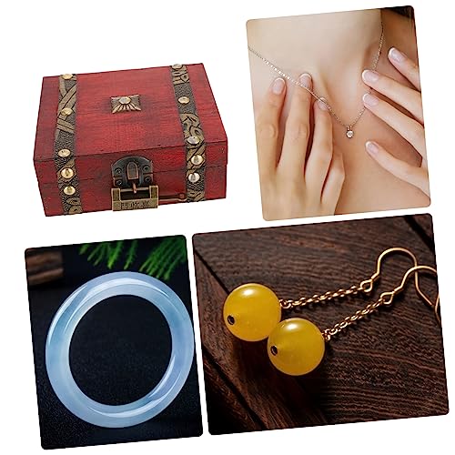 Practical Wooden Storage Box Retro Style Sundries Organizer Elegant Jewelry Box Lock