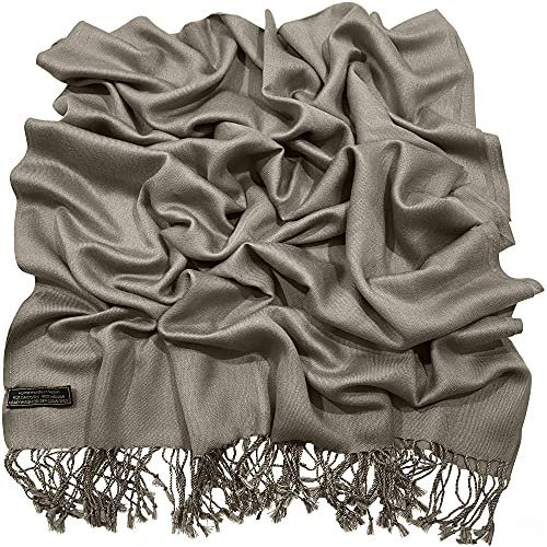 CJ Apparel Solid Color Tassels Design Nepalese Shawl Scarf Wrap Stole Throw Head Wrap Pashmina Gift Hand Made in Nepal New - color: Beige An1006