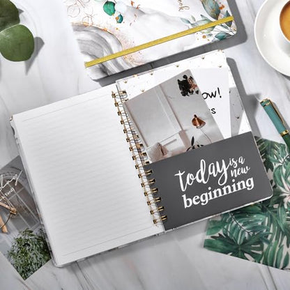 Ruled Journal/Notebook - Lined Journal with Premium Thick Paper, College Notebook/Journal, 8.5" X 6" with Exquisite Inner Pocket, Strong Twin-Wire Binding, Waterproof Hardcover for Office, School - color: Grey