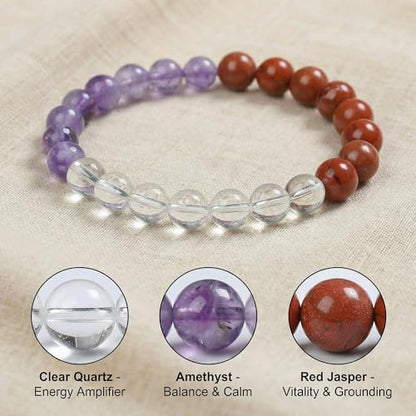 Bivei Protection Bracelet, Strength Crystal Healing Bracelet 8MM - Spiritual Stretch Beaded Jewelry for Women Men Gift - color: Health