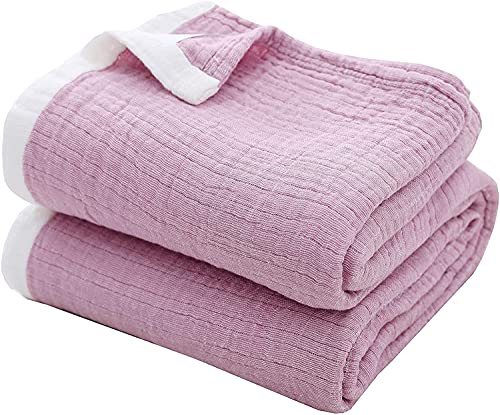 SE SOFTEXLY Muslin Throw Blankets, 4-Layer Cotton Blanket for Couch/Bed, Light Comfortable Breathable Gauze Bed Blanket All Season, Muslin Blanket for Adults King Size(90"x102",Lavender Purple) - color: 4-lavender Purple, size: King-90" X 102"
