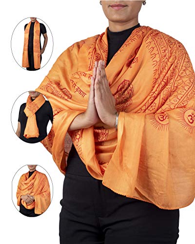 Yoga Scarf Meditation Shawl Large Wrap Hindu Prayer Stole OM Ganesha print