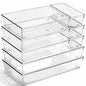 8 Pack Large Clear Plastic Drawer Organizer Bins - Acrylic Bathroom Drawer Organizer Trays - Heavy Duty Kitchen Drawer Dividers for Utensils - Non-Slip Storage Bins for Makeup, Bedroom, Office Desk - size: 8 Pack
