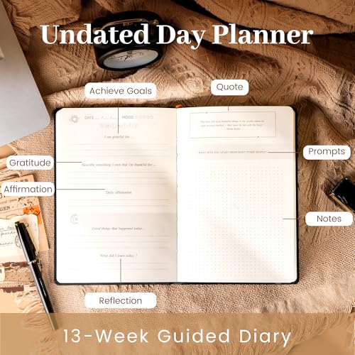 Yoment Gratitude Journal for Men 13-Week Guided Productivity 5 Minute Daily Journal with Prompts for Mindfulness, Mental Health & Productivity - Guided Self Care Gift, Black - color: Black