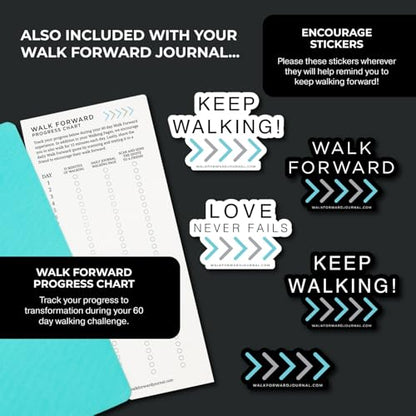 The Walk Forward Journal – (Teal) A 60-Day Daily Journal for Spiritual, Emotional, and Personal Growth – Reflection, Mindfulness & Inspiration – Daily Affirmations and Goal-Setting – Undated Life Planner for Women & Men - color: Teal