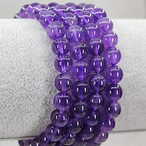 Keleny Gem Semi Precious Gemstones 8mm Natural Quartzite Stone Round Beads Rock Crystal Jasper Stretch Bracelet 7 Inch Unisex - color: 8mm Purple Lavender A Grade Amethyst