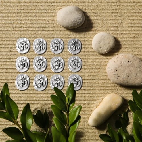 20 Pcs Om Symbol Meditation Tokens Bulk Set - Yoga Studio Gifts for Students, Mindfulness Practice Charms, Spiritual Pocket Coins for Good Luck & Inner Peace (Antique Silver)