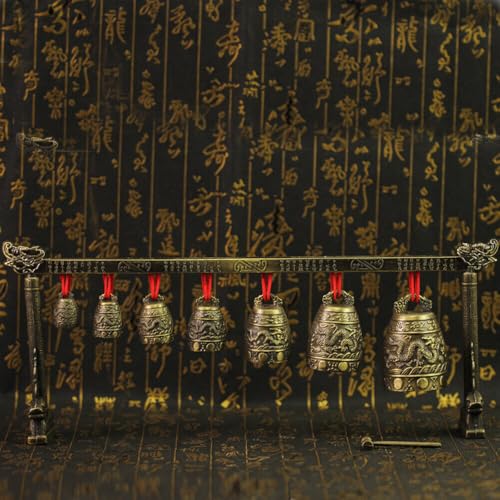 Musical Meditation Gong with 7 Ornate Bells with Dragon Design Rare Collectable