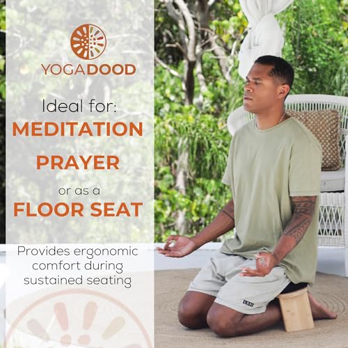 Yoga Dood Meditation Bench - Folding Bamboo Meditation Stool with Velvet Cushion & Carry Bag, Seiza Prayer Bench