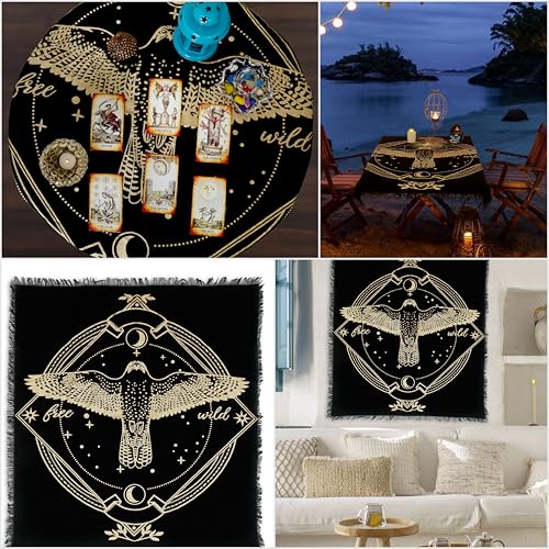 Indian Consigners Altar Cloth Golden Lucky Free Wild Owl Witchcraft Alter Tarot Spread Top Cloth Wicca Square Spiritual 18 by 18 Sacred(Golden Owl) - color: Golden Owl