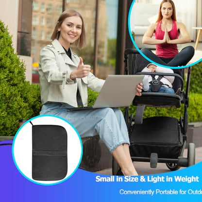 Foldable Gel Seat Cushion for Travel, Portable Chair Cushion for Camping, Honeycomb Seat Cushion, Portable Gel Cushion for Pressure Relief,1.15-Inch Thick (Black)
