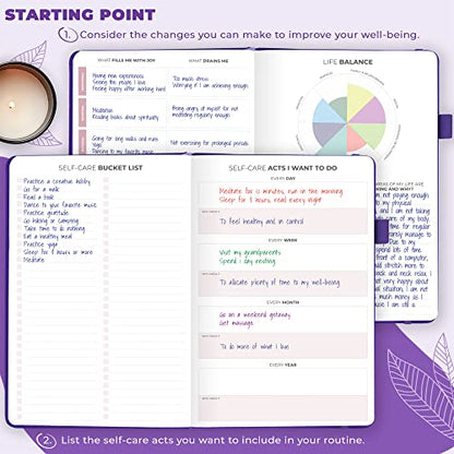 Clever Fox Self-Care Journal – Daily Reflection Notebook – Mental Health & Personal Development Planner, Meditation & Mood Log, A5 (Purple) - color: Purple, size: A5 (5.8'' x 8.3'')