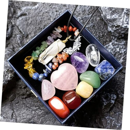 1Set Delicate Meditation Stones Chakra Healing Crystals Present Box for Yoga and Spa Decor Decorative Energy Stones for Relief and Feng Shui