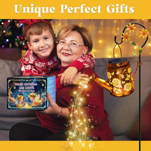 Solar Watering Can with Lights, Birthday Gifts for Mom Women Mother's Day, Outdoor Garden Decor Sunflower Solar Garden Lights for Outdoor Pathway Yard Lawn Patio, Waterproof Gardening Decorations - style: Sunflower