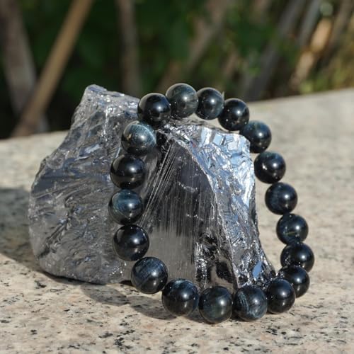 Natural Handmade Healing Chakra Bracelet - color: 12mm-Blue Tiger Eye-FOR 8-8.7 INCH WRIST