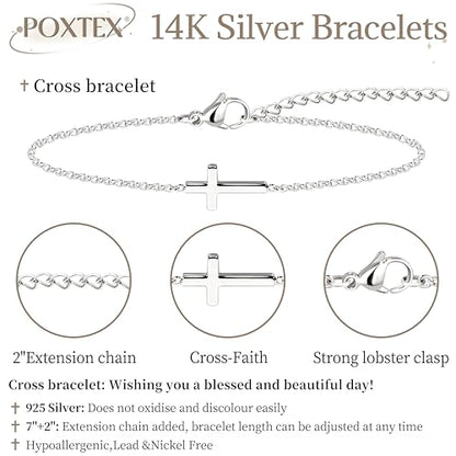 3mm Diamond Classic Tennis Bracelet for Women Dainty, Gold Jesus Cross Bracelets Trendy, 14K Gold Plated Heart/Evil Eye/Pearl/Starfish & Seashell Charm Bracelets for Women Bulk - style: Silver Plated Cross