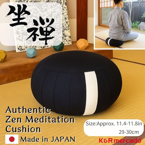 Zafu Meditation Cushion Japan Made （Compact）| Authentic Zen Temple Style Zazen Seat – Firm Kapok Filling for Mindfulness, Yoga & Posture Support