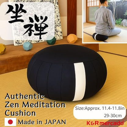 Zafu Meditation Cushion Japan Made （Compact）| Authentic Zen Temple Style Zazen Seat – Firm Kapok Filling for Mindfulness, Yoga & Posture Support