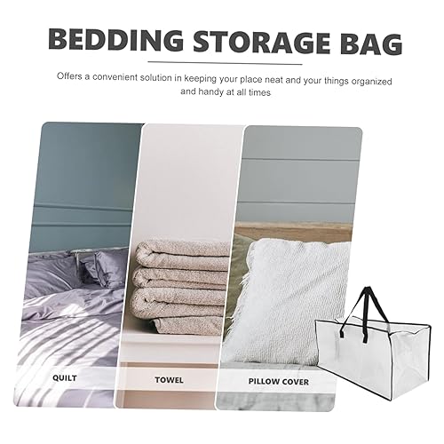 BESTYASH Multi-functional Storage Bag for Clothes Comforters and Blankets Heavy-duty Portable Moving Bag with Zipper and Strong Handles Capacity Semi-transparent Design