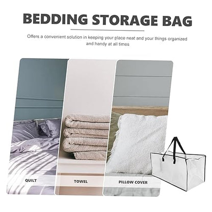 BESTYASH Multi-functional Storage Bag for Clothes Comforters and Blankets Heavy-duty Portable Moving Bag with Zipper and Strong Handles Capacity Semi-transparent Design
