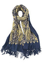 Urban CoCo Women's Embroidered Oversize Tassel Shawl Scarf Wraps for Women - color: #3-navy Blue