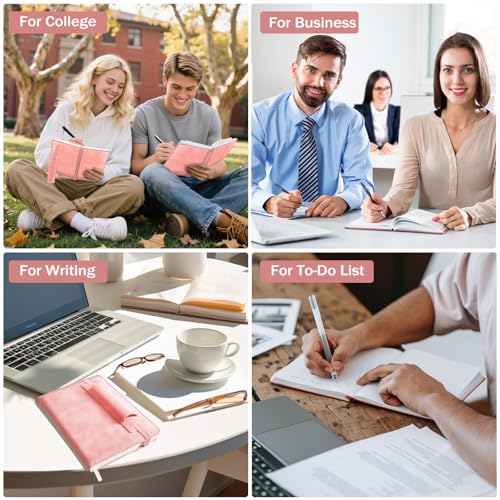 Lined Journal Notebook for Women Men, 256 Pages, Medium 5.7 in x 8.3 in - 100 GSM Thick Paper – Hardcover Leather Journals for Writing, Work, School, Note Taking, Diary Notepad,Pink - color: Pink
