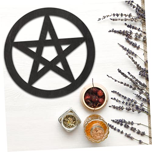 Garneck 2pcs Wooden Pentacle Altar Decor Ritual Object for Home Office and Restaurant for Sacrifice Supplies Wall and Table Decoration Brown Black