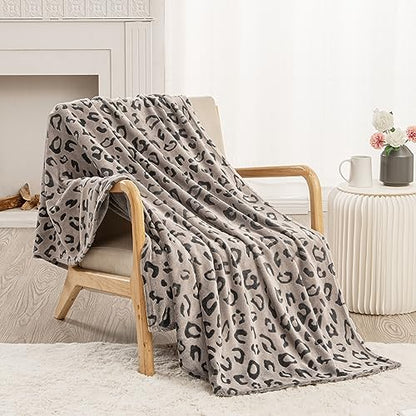 Three-Dimensional Leopard Print Flannel Fleece Throw Blanket, Lightweight Super Soft Cozy Plush Blanket for Couch Bed, 50 x 60 Inches, Chocolate Leopard - color: Chocolate Leopard, size: 50x60 IN