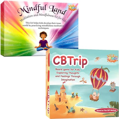 Mindful Land Mindfulness Cards for Kids - Positive Affirmations Cards for Kids & CBTrip Therapy Game for Kids, Counseling Game, Exploring Thoughts and Feelings Through Imagination