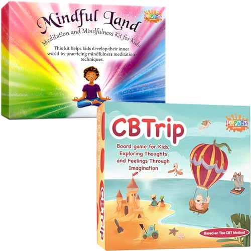 Mindful Land Mindfulness Cards for Kids - Positive Affirmations Cards for Kids & CBTrip Therapy Game for Kids, Counseling Game, Exploring Thoughts and Feelings Through Imagination