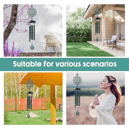 Wind Chimes for Outside Zen Atmosphere Wind Chime Windchime Outdoors for Outdoor Garden Patio Decor with Mandala Design Windchime Gifts for Mother Grandma Sisters(6 Petal)
