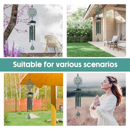 Wind Chimes for Outside Zen Atmosphere Wind Chime Windchime Outdoors for Outdoor Garden Patio Decor with Mandala Design Windchime Gifts for Mother Grandma Sisters(6 Petal)
