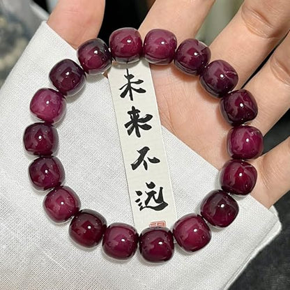 MUDI Bracelet For Women, Bodhi Seed Beads Bracelets Fidget Healing Energy Protection Stretch to My Man Jewelry Gift - color: Round Purple Like Grape