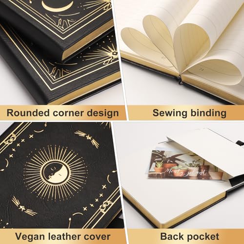Dotted Journal for Women Men, 192 Pages A5 Notebook Journal, Hardcover Notebook with 100Gsm Thick Pages, Leather Note Book for Writing, Travel, Business, Office, Prayer 5.7 x 8.3,Black - color: Black, style: Dotted