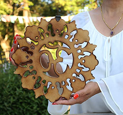 DharmaObjects Handcrafted Wooden Om Wall Decor Hanging Art (OM NATURAL) - color: OM NATURAL