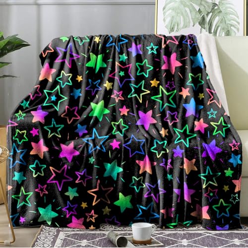 Ultra Soft Fleece Blanket- Lightweight & Warm Throw Blanket for Couch, Cozy Plush Sherpa Blanket for Adults Kids, Durable & Easy Care (Colorful Star, 40x50 in) - color: Colorful Star, size: 40x50 IN
