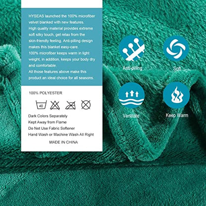 HYSEAS Flannel Fleece Throw Blanket Teal - Super Soft Plush Microfiber Solid Blanket for Couch, Bed, Chair, Sofa - Fuzzy Cozy Lightweight - 50x60 Inch - color: Teal