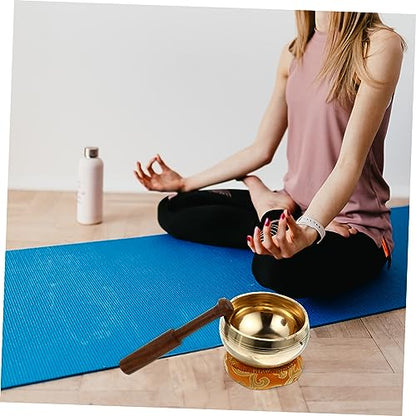 1set Manual Tapping Meditation Bowl with Striker and Cushion for Relaxation Nepal Singing Bowl for Yoga and Spiritual Practices Accessory