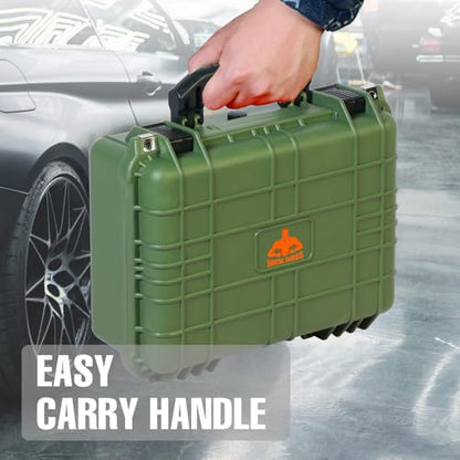 Jack Boss 16x 12.8x 6.8 Inch Hard Case, Portable Weather Waterproof Protective Camera Case with Customizable Foam, Fit Use of Drones, Camera, Equipments, Green - color: GREEN, size: 16x12.8x6.8 in