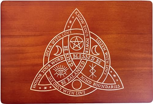 Altar Table, Meditation Table, Small Altar Table, Wooden Witch Altar, Wiccan Alter Table, Buddhist Shrine, Engraved Triquetra （The Celtic Trinity Knot） on Table Top, 12 × 8 inches - color: The Celtic Trinity Knot (Triquetra)