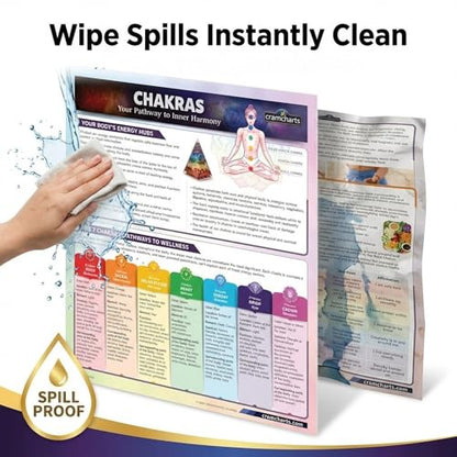 Cramcharts Chakras – 4-Page Laminated Quick Reference Guide for the 7 Chakra System, Energy Centers, Yoga, Meditation & Spiritual Study Chart
