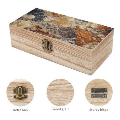Abstract Granite Wooden Box Souvenir Wooden Storage Box with Lid And Front Clasp Office Desk Organizer Bins Keepsake Boxes Memory Box Jewelry Box Gift Boxes