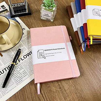 Notebook Journal, College Ruled Notebook Lined A5 160 Pages,Hard Cover Journals for Writing, Notebooks for Work Office School Women Men,5.7 inches x 8.4 inches(Pink) - color: Pink
