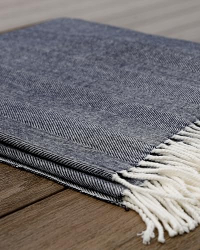 Alashan Cotton Acrylic Adirondack Herringbone Woven Throw - Onyx Blanket - Lightweight Throw Blanket - color: Onyx